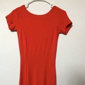 Red orange midi dress